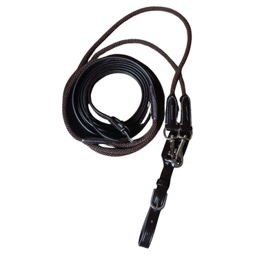 Brown Leather & Rope Horse Reins – Clip-End Hybrid Reins