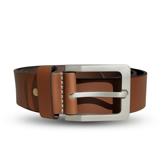 men's brown belt, leather belt, classic buckle, full grain leather