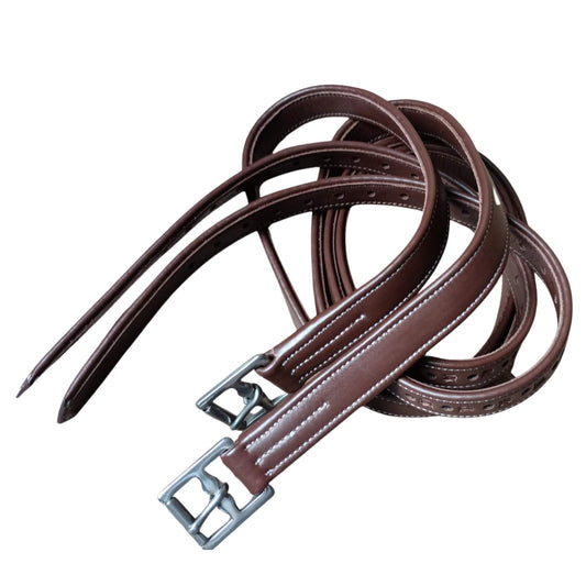 Brown Leather Stirrup Leathers – Adjustable Padded Straps