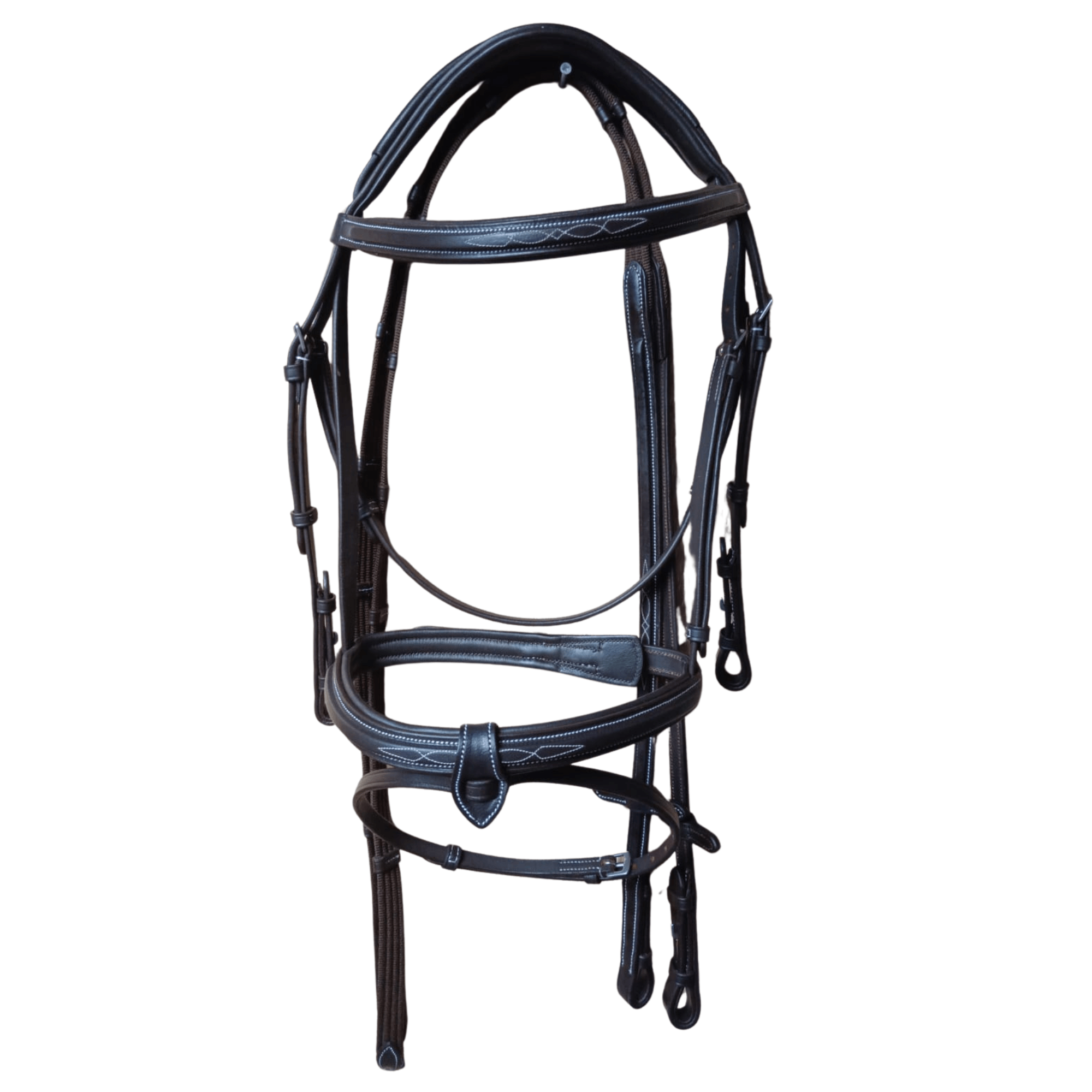Black Leather Horse Bridle with Reins – Padded Fancy Stitch - BH-02 Havana - Youshaelia